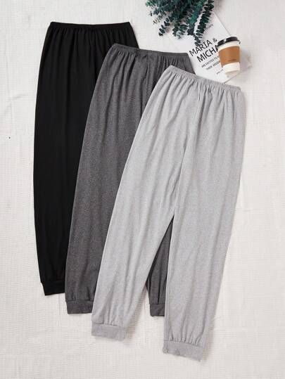 SHEIN 3 أزواج من بناطيل نسائية كاجوال ذات خصر بسحاب، عبوة 3 ألوان، ملابس خريف وشتاء