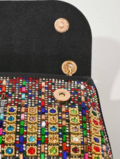 حقيبة مسائية مرصّعة باحجار كريمة لامعة، حقيبة إبط قديمة الطراز مناسبة لحفلات الزفاف والحفلات والعشاء وكهدية عيد الحب