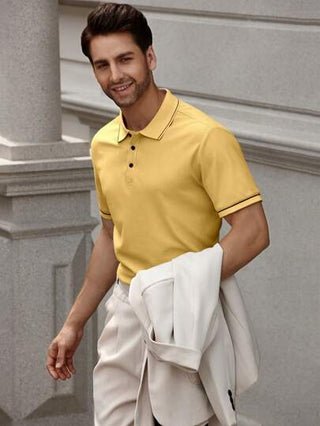 Manfinity Bizformal ملابس علوية كاجوال قصير الأكمام بتفاصيل من الأزرار باللون الأحادي، للارتداء اليومي