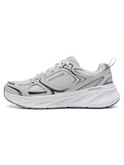 Skechers أحذية رياضية رجالية ذات نعل سميك من الشبك EDGERIDE، كلاسيكية بسيطة، مريحة وخفيفة الوزن، قابلة للتنفس، مناسبة للجري والسفر والمشي والاستخدام اليومي 232844-GRY