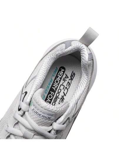 Skechers أحذية رياضية رجالية ذات نعل سميك من الشبك EDGERIDE، كلاسيكية بسيطة، مريحة وخفيفة الوزن، قابلة للتنفس، مناسبة للجري والسفر والمشي والاستخدام اليومي 232844-GRY