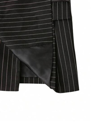 Manfinity Bizformal بدلة رجالية مخططة: جاكيت وبنطلون، بتصميم بسيط وأنيق للارتداء اليومي العادي