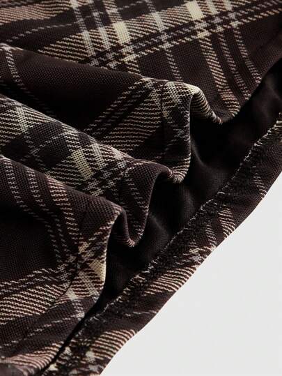 ROMWE Grunge Punk مجموعة من قطعتين تتكون من توب بوستير مربعات وتنورة ذيل سمكة منخفضة الخصر بطراز Y2K المتناسق