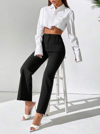 PETITE سراويل نسائية عادية طويلة مطوية، ملابس رمضان