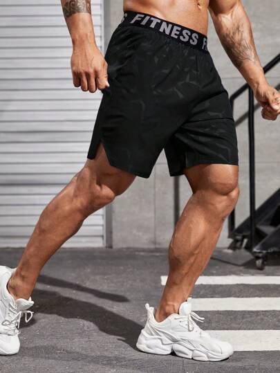 Manfinity Sport Streetwear شورت رجالي كاجوال بطبعة ثور وشعار على الشريط الشبكي، ملابس رياضية، شورت رياضي أسود، شورت رياضي أسود، شورت رياضي رجالي
