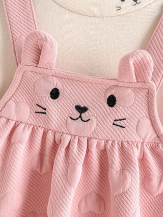 فساتين بيبي Cozy Pixies مجموعة من قطعتين لبنت رضيعة تتكون من صدرية رقبة طاقم مطرزة طويلة الأكمام وفستان وشاح على الخصر