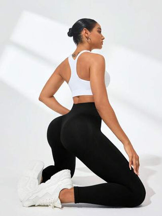 Sport Studio بنطلونات ضيقة نسائية رياضية عالية الخصر بالوان صلبة 3 قطع للاستخدام اليومي والاستجمام