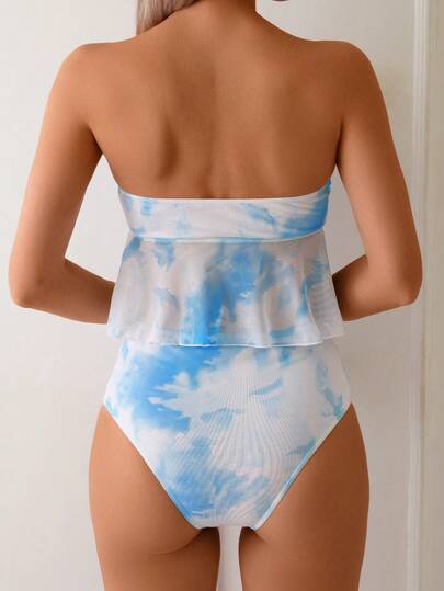 طقم تانكيني حريمي Swim Mod منطقة النقاط العشوائية النسائية العصرية في الصيف مجموعة قطعتين للعطلات الشاطئية أنيقة مصممة