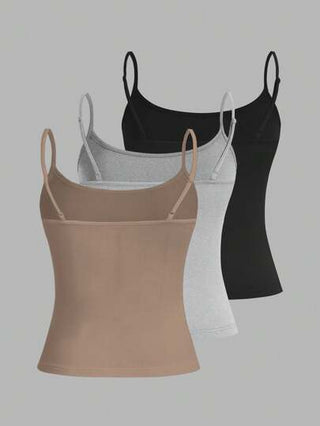 EZwear 3 قطع/مجموعة ملابس علوية نسائية قصيرة بلا أكمام، ضيقة وجريئة، مناسبة للصيف