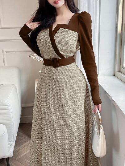 Modelyn فستان طويل بأكمام طويلة للنساء، فستان كاجوال طويل وعصري للارتداء اليومي والسهرة