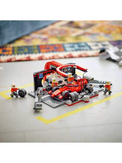 LEGO ليغو® سيتي F1® محطة الخدمة والفريق الفني مع السيارة 60443