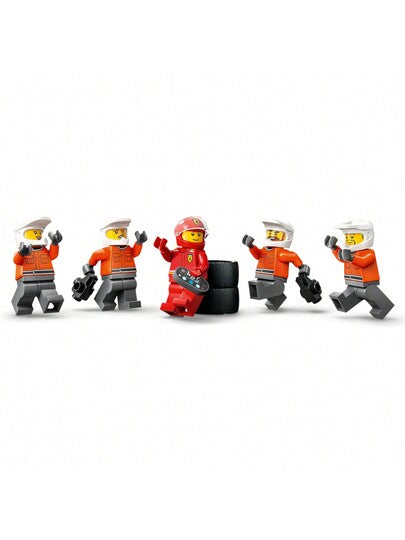 LEGO ليغو® سيتي F1® محطة الخدمة والفريق الفني مع السيارة 60443