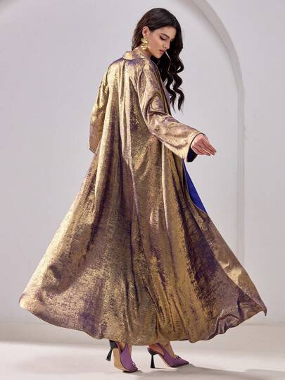 Al Najma عباءة نسائية أنيقة طويلة على الطراز العربي المعدني
