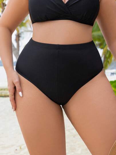 Swim Lushoire بوتوم للسباحة مقاس كبير الخصر عالي الخصر مكشكش قطع برازيلي للشاطئ والعطلات الصيفية