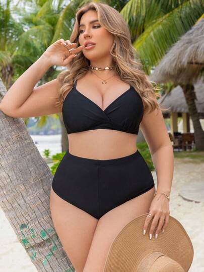 Swim Lushoire بوتوم للسباحة مقاس كبير الخصر عالي الخصر مكشكش قطع برازيلي للشاطئ والعطلات الصيفية