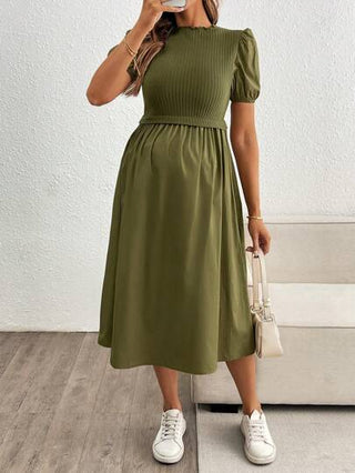 MaterniWear فستان أنيق حمل مصمم بأكمام منتفخة وضيق
