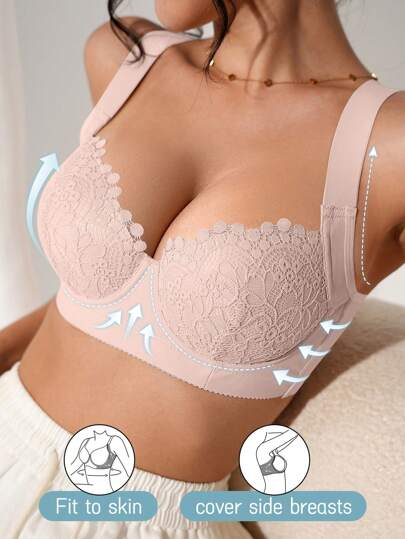 DesireSculpt 1 قطعة ملابس داخلية نسائية، حمالة صدر واسعة ومريحة وناعمة مع كأس مرفوعة ولاسلكية تدعم الصدر ملابس داخلية