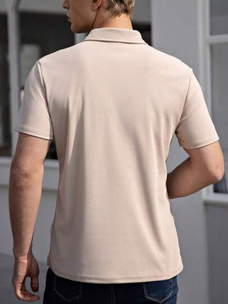 Manfinity Homme قميص بولو قصير الأكمام مع جيب، يومي بسيط، للرجال