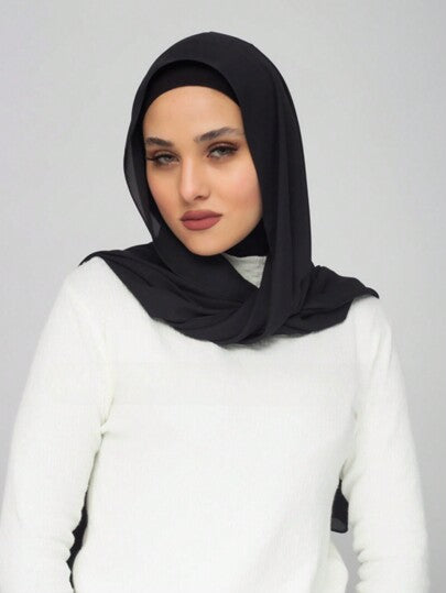 قطعة واحدة وشاح شيفون كاجوال كلاسيكي نسائي، لون أحادي مريح وقابل للتنفس من نسيج موديال، أغطية متعددة الوظائف للرأس، مناسب للاستخدام اليومي