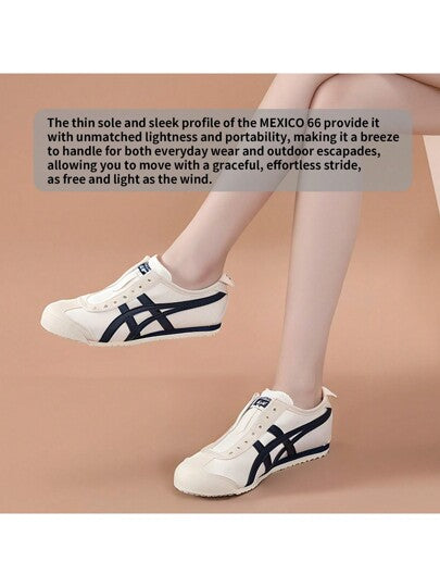 Onitsuka Tiger أحذية رياضية بكانفاس خفيفة الوزن بطراز أسرة المكسيك، أحذية سهلة الارتداء، توصى بزيادة المقاس بمقاس 0.5 إلى 1 مقاس للأقدام الواسعة والكاحل العالي، الطراز: 1183A360-205
