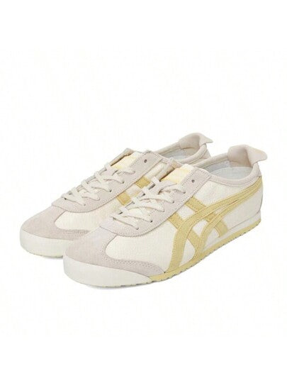 Onitsuka Tiger أحذية رياضية رجالية ونسائية من طراز MEXICO 66 VIN كاجوال عتيقة، مقاومة للتآكل وخفيفة الوزن، أحذية جري عصرية على شكل كعب منخفض، لون بيج 1183B391-103