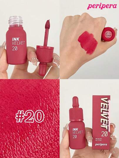 احمر شفاه سائل Peripera Ink The Velvet ذو قوام الحرير، ذو لون عالي الصباغة، طويل الأمد، خفيف الوزن، خال من الجلوتين والباربين، احمر شفاه بقوام الحرير الأحمر، أحمر شفاه سائل، ناعم وطويل الأمد، جمال كوري