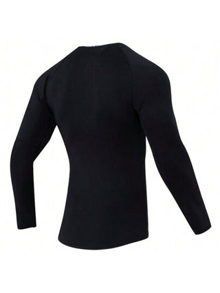 Nike تي شيرت بطبعة شعار Dri-Fit بياقة طاقم بأكمام طويلة بطراز أمريكي كلاسيكي، للرجال، أسود، FB7920-010