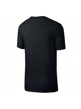 Nike تي شيرت تي شيرت أسود قصير الأكمام للرجال بشعار مطرز وطباعة حرف وشكل صغير AR4999-013