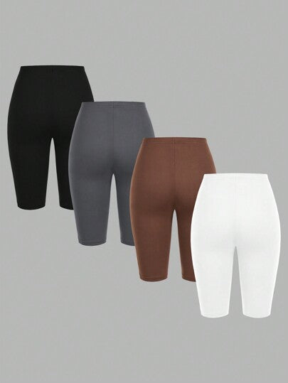 EZwear 4 قطع من السراويل القصيرة الرياضية للنساء ذات اللياقة البدنية المتماسكة، مصنوعة من القماش المحبوك، مناسبة للربيع والصيف