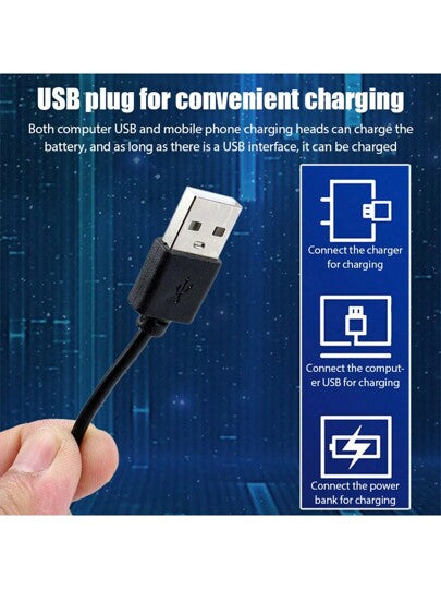 شاحن Usb ذكي أسود ب- 4 فتحات لبطارية ليثيوم 18650 شحن سريع وذكي قابل لإعادة الشحن عن طريق Usb بتيار عال وطاقة كاملة ومؤشر أخضر ساطع [بدون بطاريات]