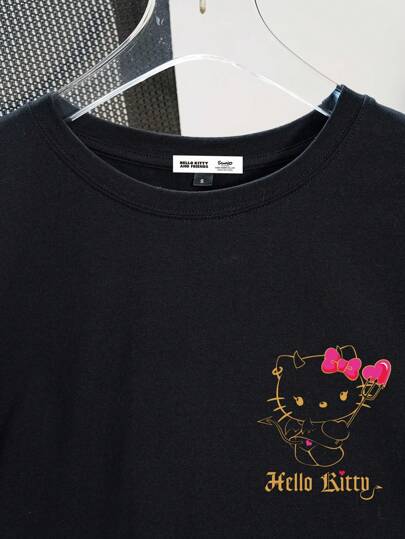 HELLO KITTY AND FRIENDS |  تي شيرت تي-شيرت نسائي ذو أكمام قصيرة وياقة دائرية بتصميم مريح وفضفاض، مناسب للصيف