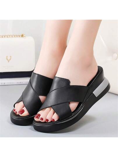 صندل نسائي بكعب منصة، شبشب سميك الوحدة، صندل مريح