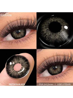 EYESHARE 1 Pair Colored Contact Lenses For Eyes Natural Look Black Lenses Eye Makeup Gray Brown Soft Colorful Contact Lenses Annual Glasses Cosmetic Green Lens, 14.2mm Halloween Costume Cosplayramadan collection