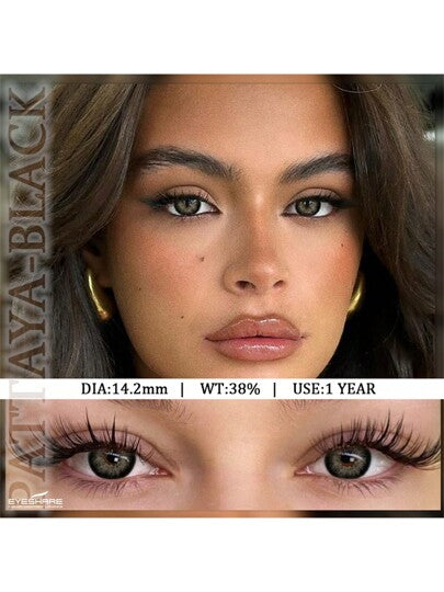 EYESHARE 1 Pair Colored Contact Lenses For Eyes Natural Look Black Lenses Eye Makeup Gray Brown Soft Colorful Contact Lenses Annual Glasses Cosmetic Green Lens, 14.2mm Halloween Costume Cosplayramadan collection