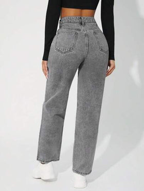 SHEIN PETITE بنطلون جينز كاجوال، بسيطة للاستخدام اليومي