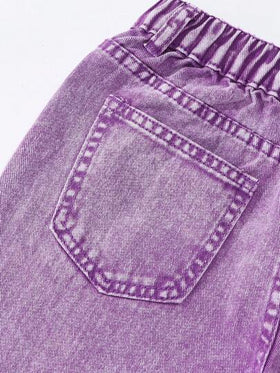 SHEIN ChillGRL بنطلون جينز مستقيم ذو خصر مطاطي بجيوب مسطحة للفتيات المراهقات في عصر Y2K، ملابس يومية لإطلالة مريحة