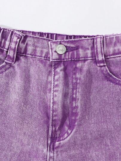 SHEIN ChillGRL بنطلون جينز مستقيم ذو خصر مطاطي بجيوب مسطحة للفتيات المراهقات في عصر Y2K، ملابس يومية لإطلالة مريحة
