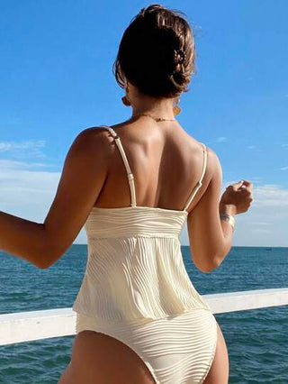 طقم تانكيني حريمي Swim Vcay طقم tankini للنساء بحمالات رفيعة وقماش بنقشة ملونة وبسيطة للصيف، للشاطئ والعطلات والمهرجانات والموضة البوهيمية