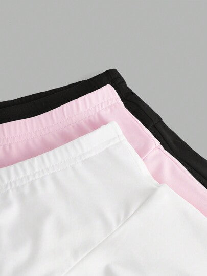 SHEIN Girlism مجموعة تنورة صغيرة محبوكة باللون الواحد + سروال قصير للفتيات المراهقات، بطراز رياضي 3 قطع