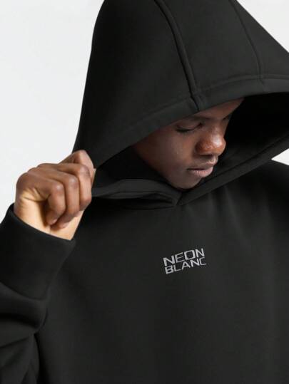 NEON BLANC هوديي مطبوع برسومات بخامة محبوكة بقصة واسعة للرجال