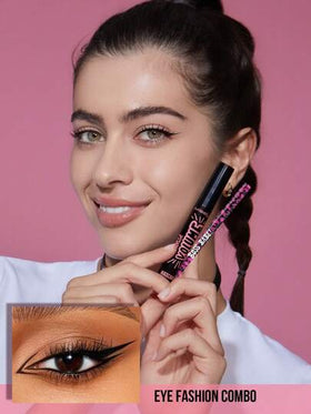 Misslyn مجموعة قلم تحديد العين وماسكارا جذابة، BOSS BABE! قلم تحديد العين الأسود، قلم تحديد عين سائل مقاوم للماء، شديد الصبغة ومقاوم للماء، يخلق خطوط غنية ودقيقة، متوفر ب- 4 ألوان نابضة بالحياة: بني، أسود، أحمر وأزرق، قلم تحديد عين سائل مطفي طويل الأمد.