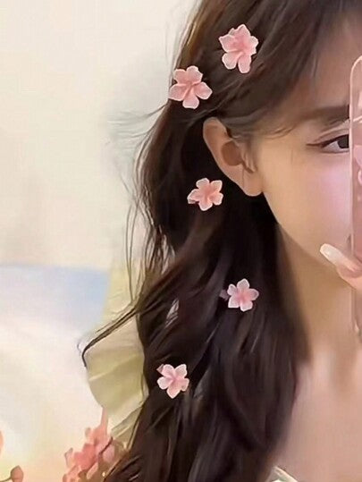 5 قطع مشابك شعر وردية أنيقة على شكل زهور للنساء، دبابيس شعر صغيرة جميلة، مشابك شعر أنيقة على شكل أزهار الكرز، إكسسوارات شعر بطراز الفتيات الخيالية، مناسبة للاستخدام اليومي، مشابك شعر وردية جذابة، هدية عيد الحب، أدوات مدرسية، مشابك شعر وردية، ملابس عطلة لل