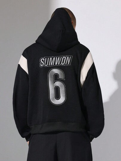 SUMWON بلوز هودي رقم 6 ملابس رياضية، تصميم حضري عصري، طراز جامعي عادي، قطعة ضرورية مريحة للطبقات في فصلي الخريف والشتاء