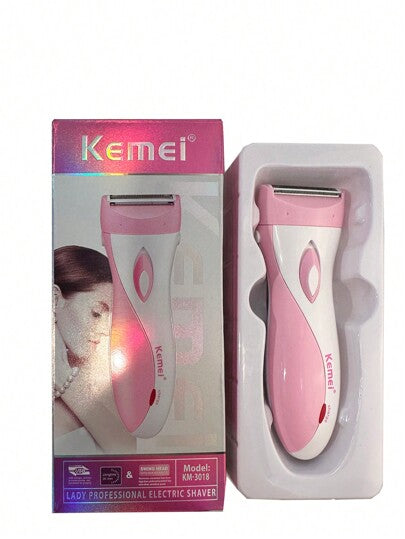 Kemei آلة إزالة الشعر الكهربائية للنساء بدون ألم KM-3018، جهاز إزالة الصوف من الجسم، إزالة الشعر من تحت الذراع والساق والمناطق الحساسة، إزالة شعر البكينى، قابل للشحن بالمنفذ USB، ماكينة إزالة الشعر بدون ألم للاستخدام على الجسم