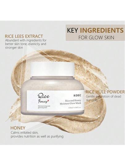 KOEC قناع الأرز والعسل المنشط لكل أنواع البشرة، رعاية المسام والشحوم، قناع وجه طيني من الأرز أحد العناية الكوريّة للبشرة