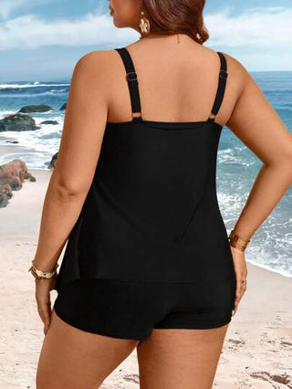 Swim Lushoire بلوزة دربة سادة بدون أكمام المقاس الكبير أسلوب كاجوال جذاب تنورة السباحة