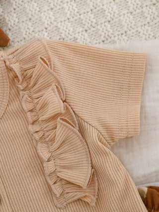 SHEIN رومبير مريح وجميل للأطفال الرضع، بنمط قلوب محبوك مع بنطلون وشريطة للرأس، موديل صيفي