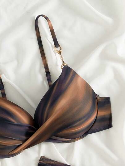 Swim SXY مجموعتان من بكيني نسائي مزين بطبعات نباتية عتيقة، بحلقة العنق بدون أربطة وسلك زخرفي، لفصل الربيع والشواطئ الصيفية