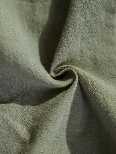 SHEIN Leap Crew الرضيع الحديث الولادة الصبي المريح على الطريقة الكورية لون أخضر جيش بأكمام قصيرة لفصل الصيف