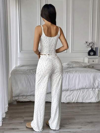 طقم حريمي قطعتين Flirla مجموعة قميص كاميسول وبنطلون كنزة قطن رِبْطة قطعتان للاستخدام المنزلي الكاجوال